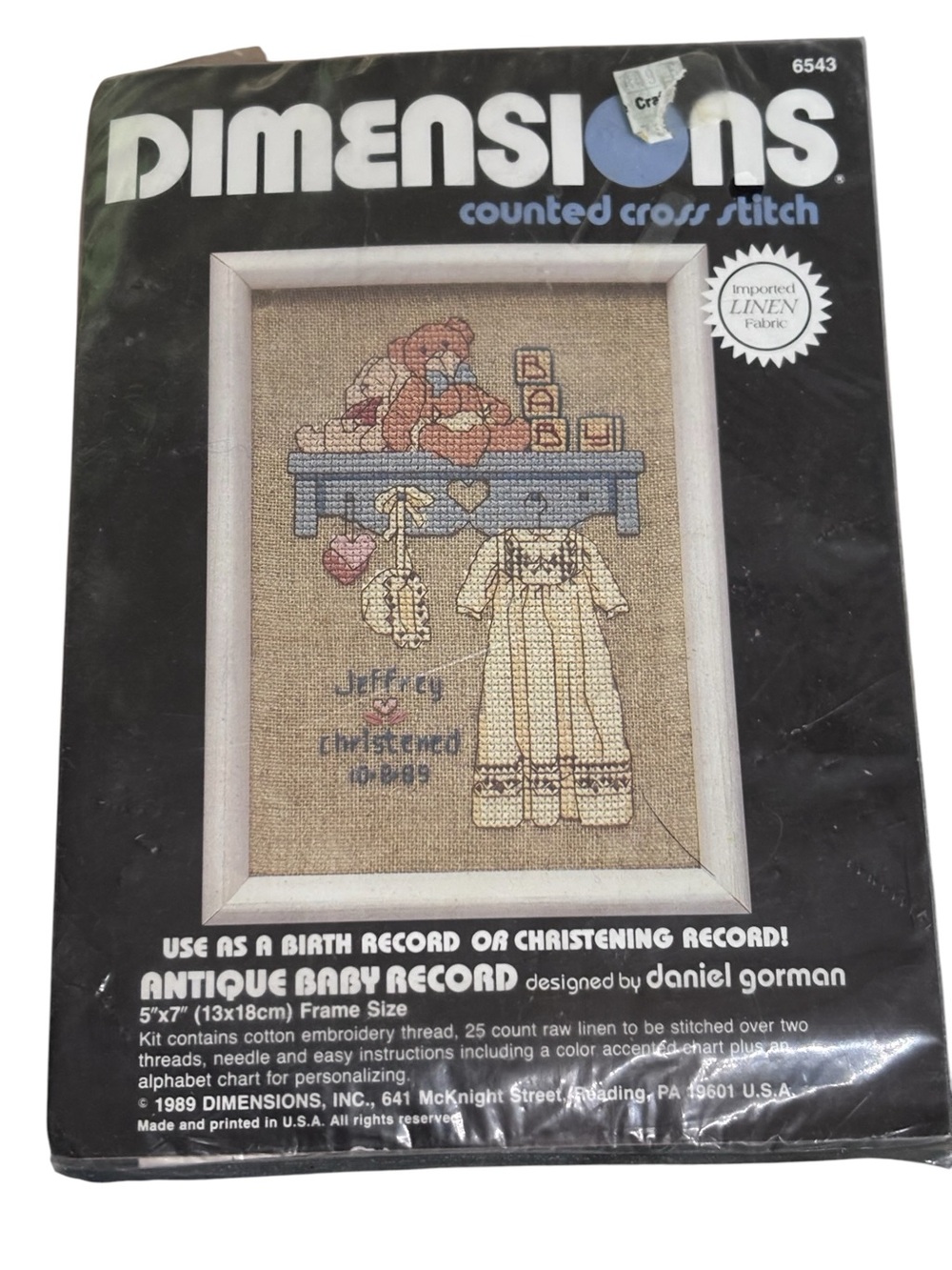 Vintage 1989 Dimensions Counted Cross Stitch Antique Baby Record 6543 - Picture 1 of 4
